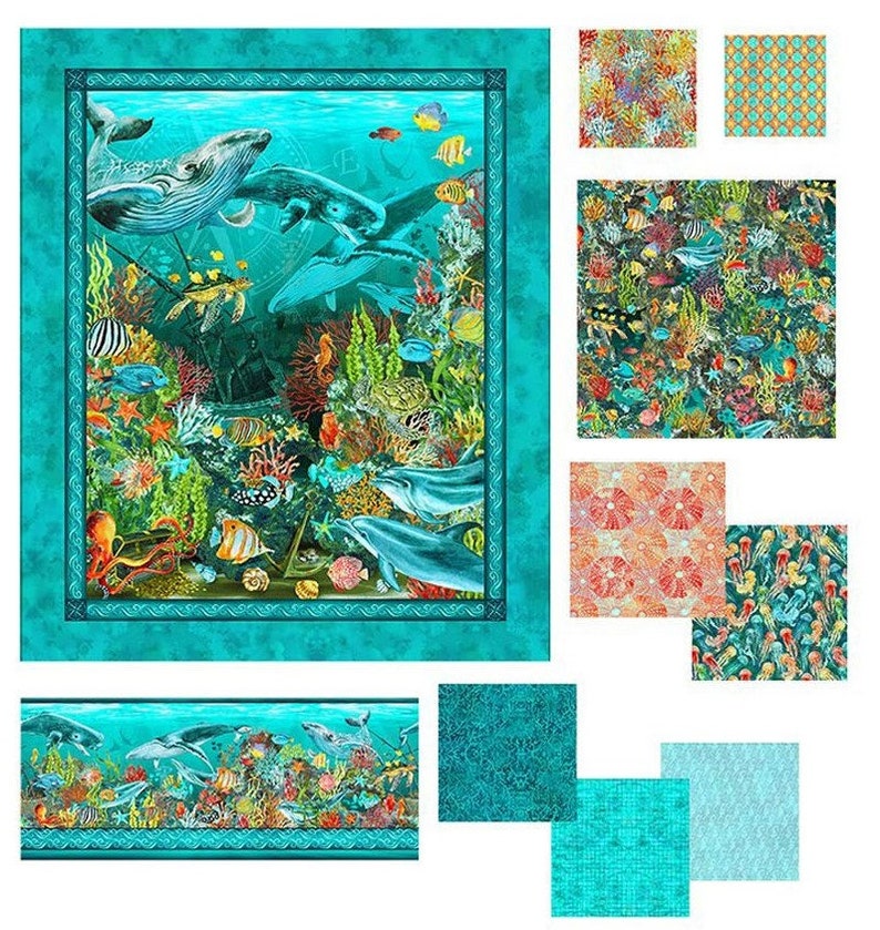 Calypso II In The Beginning Jellyfish 30CAL 2 Teal Priced by the Half yard image 2