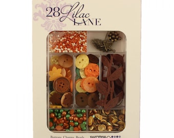 Embellishment Kit, Buttons Galore, Ribbon & Buttons - Autumn Afternoon 28 Lilac Lane by May Flaum LL109