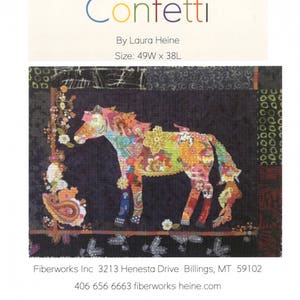 Confetti Horse - Laura Heine - Applique Quilt - Horse quilt 49&quot;x38&quot; - DIY Pattern Or Kit Option - full size reusable template pattern