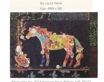 Confetti Horse - Laura Heine - Applique Quilt - Horse quilt 49"x38" - DIY Pattern Or Kit Option - full size reusable template pattern