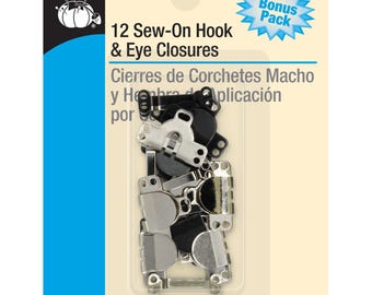 Dritz Hook N Eye Extra Sturdy Closure - Nickle Plated Brass - 12-count pack
