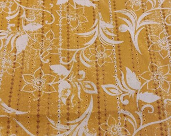 Urban Cosmos 33331 5 - Gold Floral Stripe by Prima for Windham Fabrics  - end of bolt 24 inches