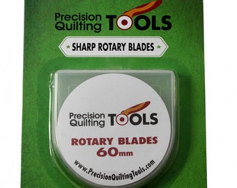 Rotary Cutter Blade, Large Blade 60mm - Precision Quilting Rotary Cutter Replacement Blade 60mm  - 5 pack with storage case