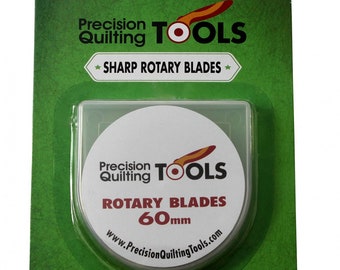 60mm Rotary Cutter Blade 5 pack & storage case - Precision Quilting Rotary Cutter Replacement Blades - universal blade