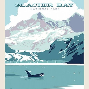 Affiche en tissu des parcs nationaux de Glacier Bay - Anderson Design Group pour Riley Blake P9483 - Panneau de 36 pouces
