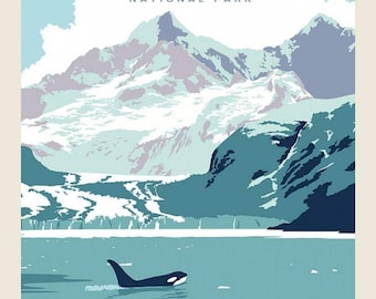 Glacier Bay National Parks Fabric Poster - Anderson Design Group for Riley Blake P9483 - 36-Inch Panel