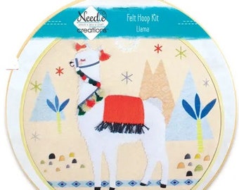 Embroidery Kit - Eazy Peazy LLama Felt Kit - 6-inch hoop - all Inclusive - DIY project