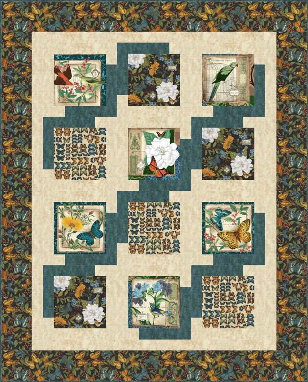 Panel Quilt, Focus Fabric, Quilt Pattern Instructions Stepping Up by