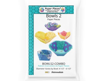 Bowls 2 Combo - English Paper Piecing - Bowls - Paper Pieces  - Pattern pieces & Instructions - DIY Project