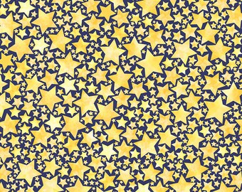 Love You to the Moon and Back - Packed Stars - Timeless Treasures C8350 Yellow - Priced by the half yard
