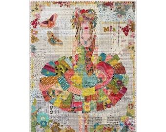 Mia Dress Collage - Laura Heine - Applique Quilt - Party Dress 28 "x36" - DIY Pattern Or Kit Option - full size reusable template