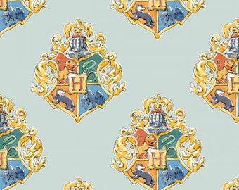 Harry Potter Hogwarts Crests - Gryffindor Ravenclaw Hufflepuff  Slytherin -  Camelot Fabric - 23800523-2 - Priced by the half yard