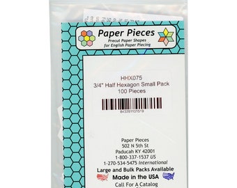 English Paper Piecing - .75 Inch Hexagon - Small Pack 100 count paper forms - Paper Pieces HHX075