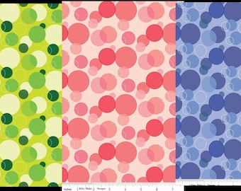 Copacetic Bubble Dots Fabric - 14682 Fizz - Choose Blue, Pink, Green - Julia Frazier  for Riley Blake Fabrics - Priced by the half yard