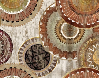 Global Luxe Collection - 3Wishes Fabric by Pi Creative Art - African Basket Weave Medallion - 18010 - Priced by the half yard