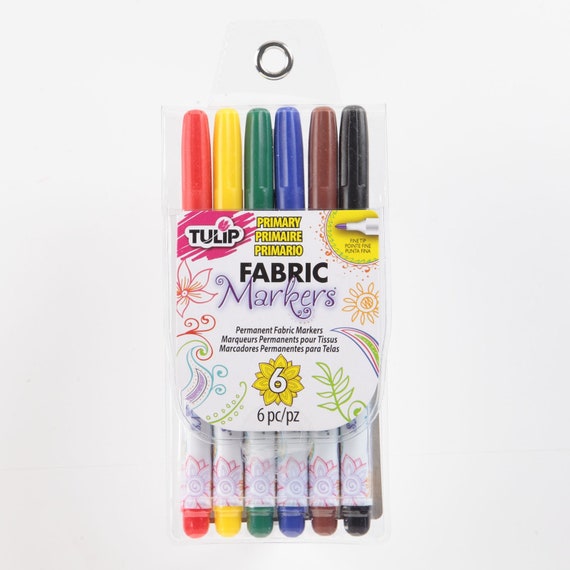 Tulip Fabric Markers Fabric Paint Permanent Markers Fabric Accent 6-count  Primary Color Fine Point 28974 