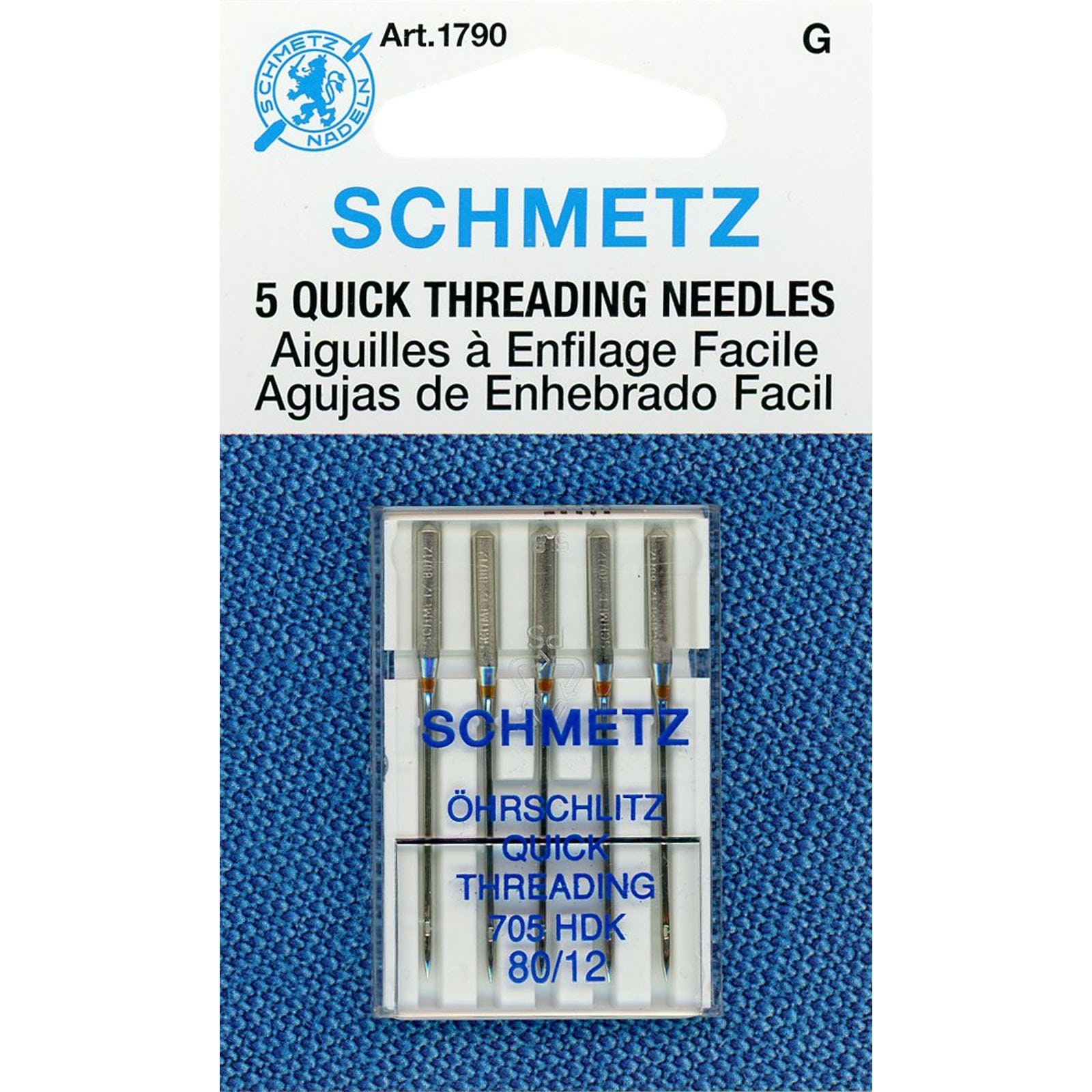 Schmetz Quick Self Threading Sewing Machine Needles 14/90 Part1791~5 Pack