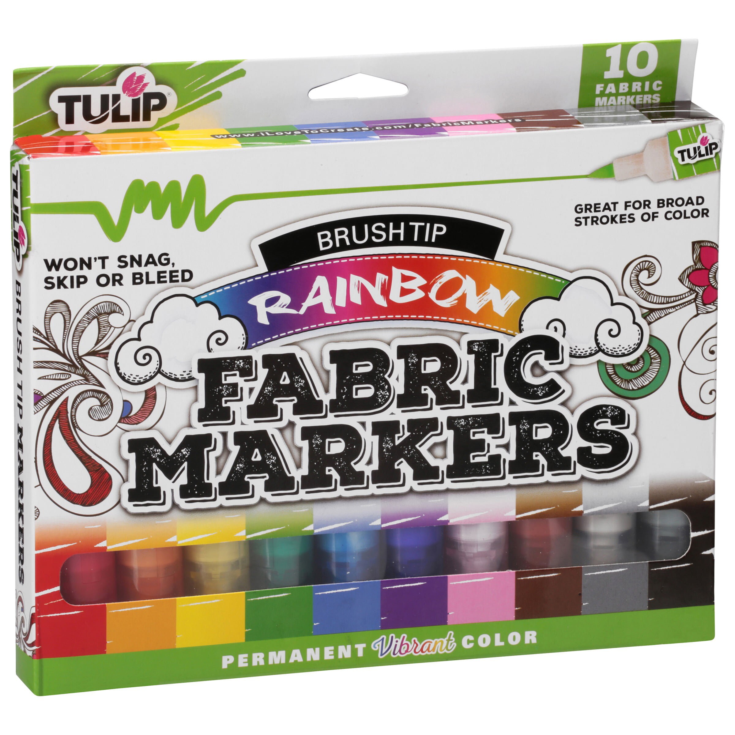 Tulip Graffiti Fabric Markers 6/Pkg Rainbow - Bullet Tip