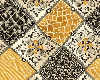 Maya - Floral Patchwork by Studio 8 for Quilting Treasures 24016 S - Black Topaz (yellow) - Priced by the 1/2 yard