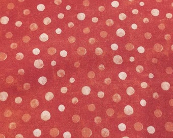 Polka Dot Fabric - Floral Menagerie - In The Beginning Jason Yenter 6FMB1 Orange Coral - Priced by the 1/2 yard