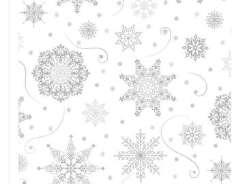 Christmas Night - Snowflakes White/Gray 10353 WK - Monique Jacobs for Maywood studio Priced by the half yard