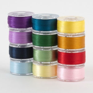 Super Bobs Poly Multicolor 12 pack Class 15 - Rainbow 60wt 2-ply Poly thread - pre-wound bobbin - Superior Thread
