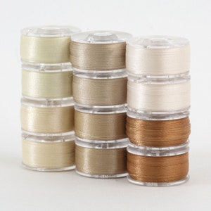 Super Bobs Poly Multicolor 12 pack Class 15 - Neutral 60wt 2-ply Poly thread - pre-wound bobbin - Superior Thread