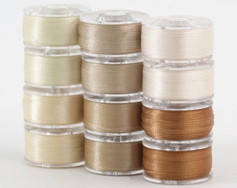 Super Bobs Poly Multicolor 12 pack Class 15 - Neutral 60wt 2-ply Poly thread - pre-wound bobbin - Superior Thread