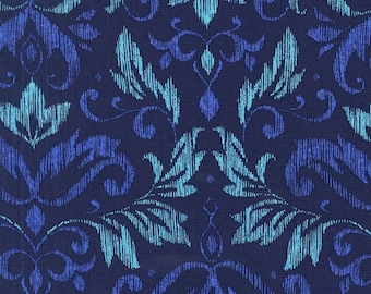Blooming Damask Fabric CX 6904 Blue - From On the Town by  Michael Miller Fabrics  - Priced by the Half Yard