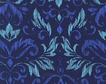 Blooming Damask Fabric - From On the Town by  Michael Miller Fabrics CX 6904 Blue - Priced by the Half Yard