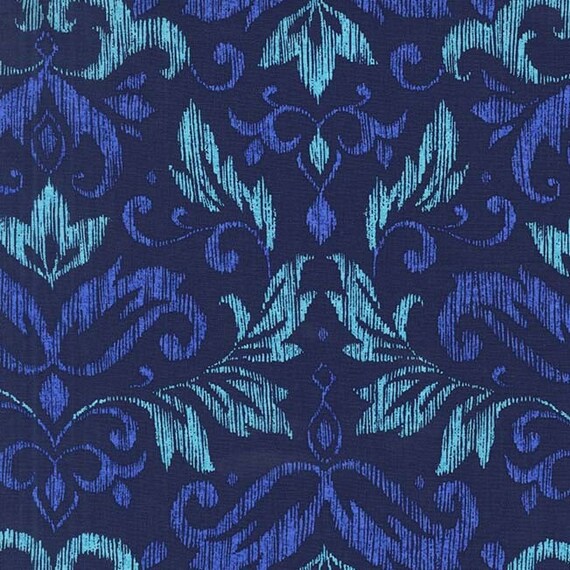 Blooming Damask Fabric CX 6904 Blue - From On the Town by Michael Miller Fabrics  - EOB 21-inch