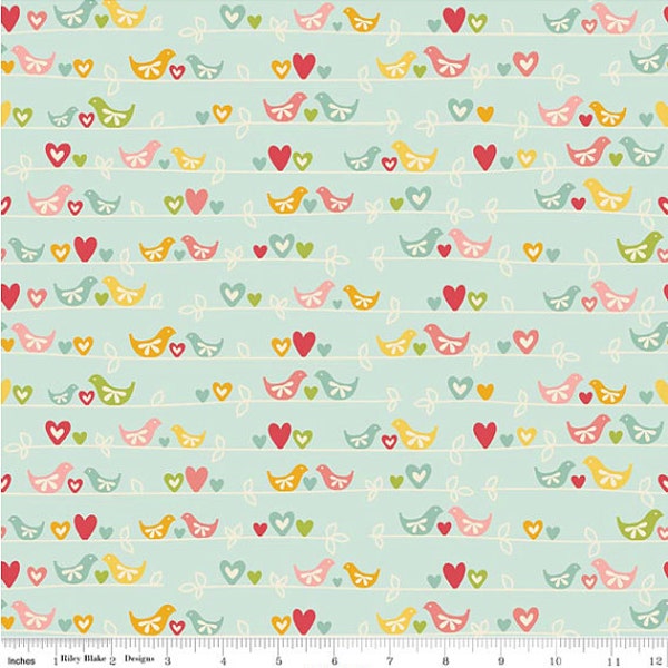 Bird Fabric - The Sweetest Thing Bird Fabric by Zoe Pearn for Riley Blake Designs C2981 Blue