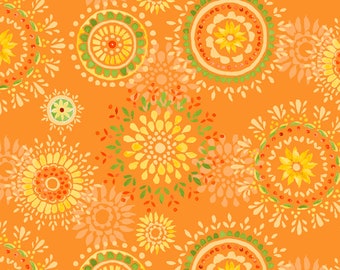 Wilmington Prints - Harvest Gold by Danhui Nai - Floral Medallion 89268 813 Orange - Priced by the half yard