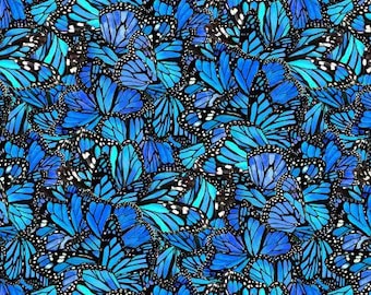 Natures Music Blue Butterfly 711E - Verena Wild for Elizabeths Studio - Priced by the Half Yard