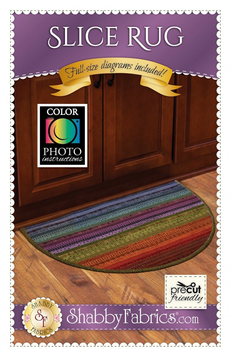 Half Oval Rug - 18x31 finished rug Jelly Roll Rug Instructions /& Template Shabby Fabric SF49993 Slice Rug DIY Pattern