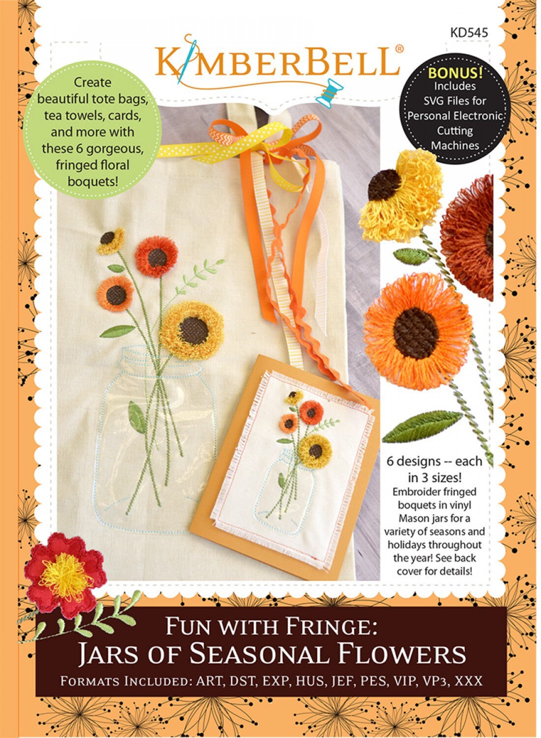 Kimberbell In The Hoop Fun with Fringe Jars of Seasonal Flowers