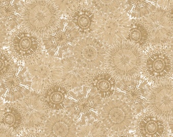 Henry Glass Starburst Fanfare Collection from Color Principle - Wideback - 3-Yard Bundle  - 108 Inch Wide  - HEG 2745W 34 Beige Tan