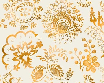 Wild at Heart - 28995 E Lacy Floral Ecru - Dan Morris for QT Fabrics -  Priced by the half yard