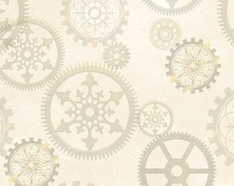 Aquatic Steampunkery - Gears - Desiree Designs for QT Fabrics - 27772 E Cream Taupe - Priced by the half yard