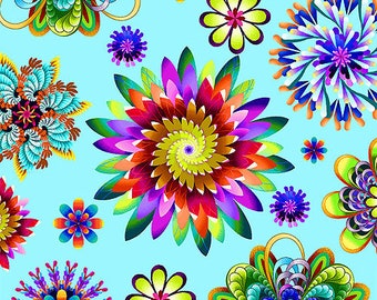 Fractal Forest 7281 17 - Art Loft Medallion Multi Sky for Studio E Fabrics - Priced by the half yard