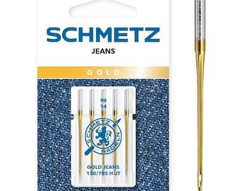 Schmetz Golden Denim Sewing Machine Needles Size: 90/14 Part No. 1860  - pack of 5