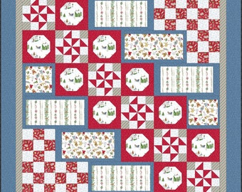 Santa's Stocking Filler Quilt Kit Flannel - Christmas Joys by Kim Lammers - 56"x70" Finished Size - DIY Project - Kit Fabric + Pattern