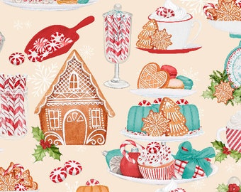 Wilmington Fabric - Peppermint Parlor - Large Allover Print - Gingerbread Cupcakes - 27635 213 - Priced by the half yard