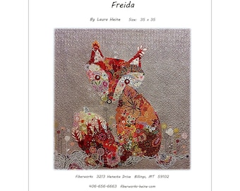 Freida Fox -  Laura Heine pattern - Applique Quilt - 35"x35"  DIY Pattern Or Kit Option - full size reusable template pattern