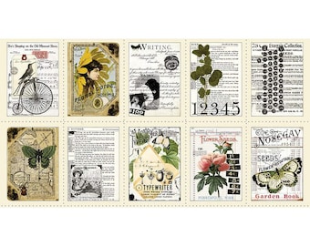 Art Journal Flower Press Patch Panel - J. Wecker Frisch - Riley Blake Designs PD13031 - 24-Inch Panel