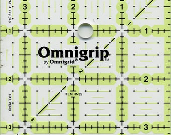 OmniGrip Square Ruler by OmniGrid - OMNRN35 Neon Green Acrylic 3.5 inch square - sold by the each