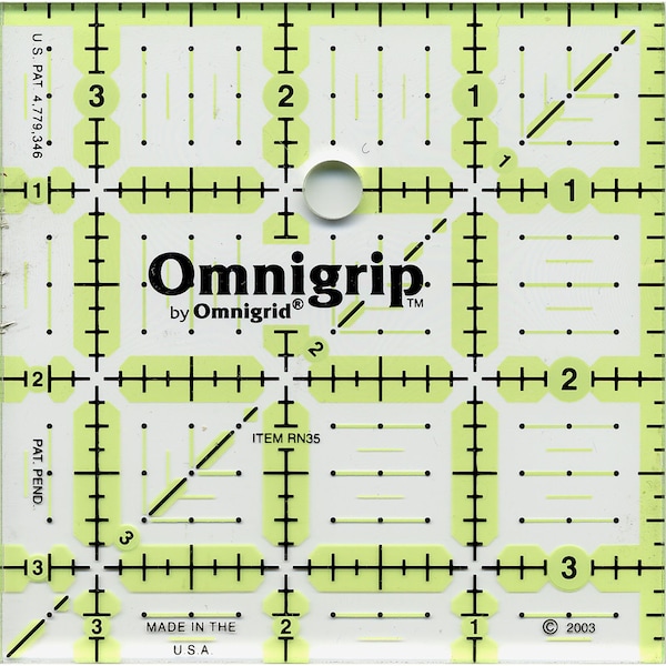 OmniGrip Quadrat-Lineal von OmniGrid - OMNRN35 Neon Grün Acryl 3,5-Zoll-Quadrat - einzeln verkauft