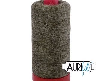 Aurifil 12wt Wool Thread - Sage Olive Green 8085 - Wool Lana Acrylic/Wool Embroidery & Quilting Thread - 50% wool