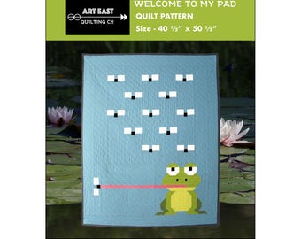 Welcome to my Pad - Paper Pieced Frog Quilt Pattern - John MacPhail Art East Quilting Co.- Finishes 41"x51"