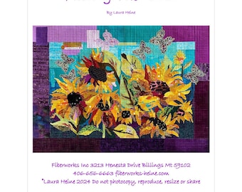 Facing the Sun Sunflower Collage Pattern - Laura Heine - 42"x 33" DIY Pattern Or Kit Option - full size reusable template pattern